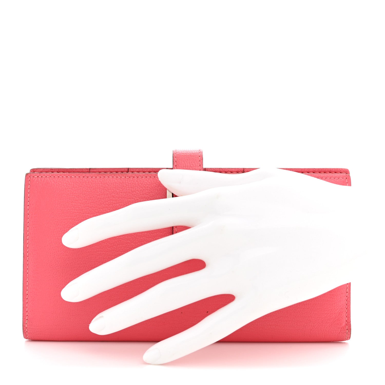 Hermes Chèvre Mysore Bearn Gusset Wallet Rose Lipstick 2 of 9
