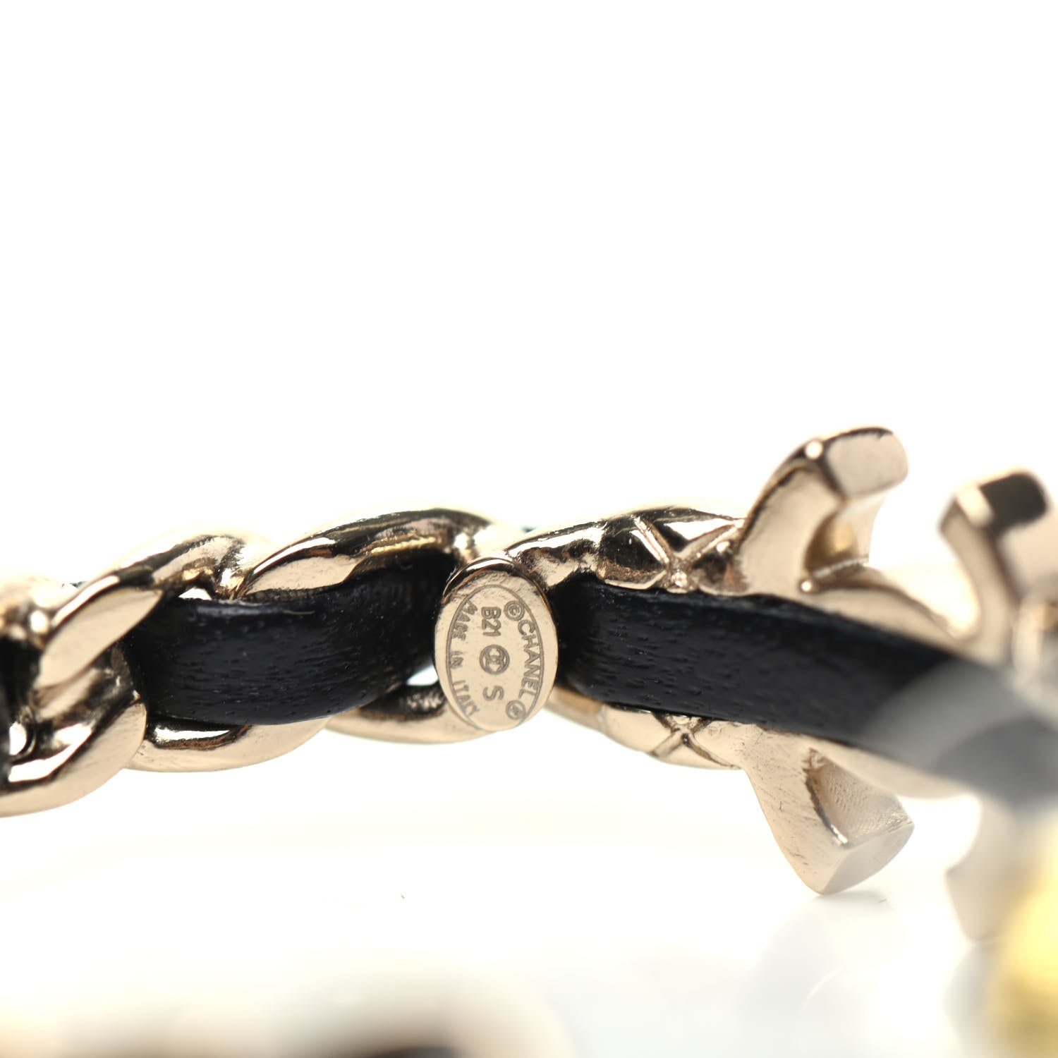 Chanel Lambskin CC Turnlock Chain Hoop Earrings Gold Black 4 of 5