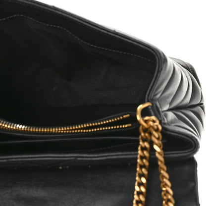 Saint Laurent Calfskin Y Quilted Monogram Small Loulou Chain Satchel Black 5 of 11