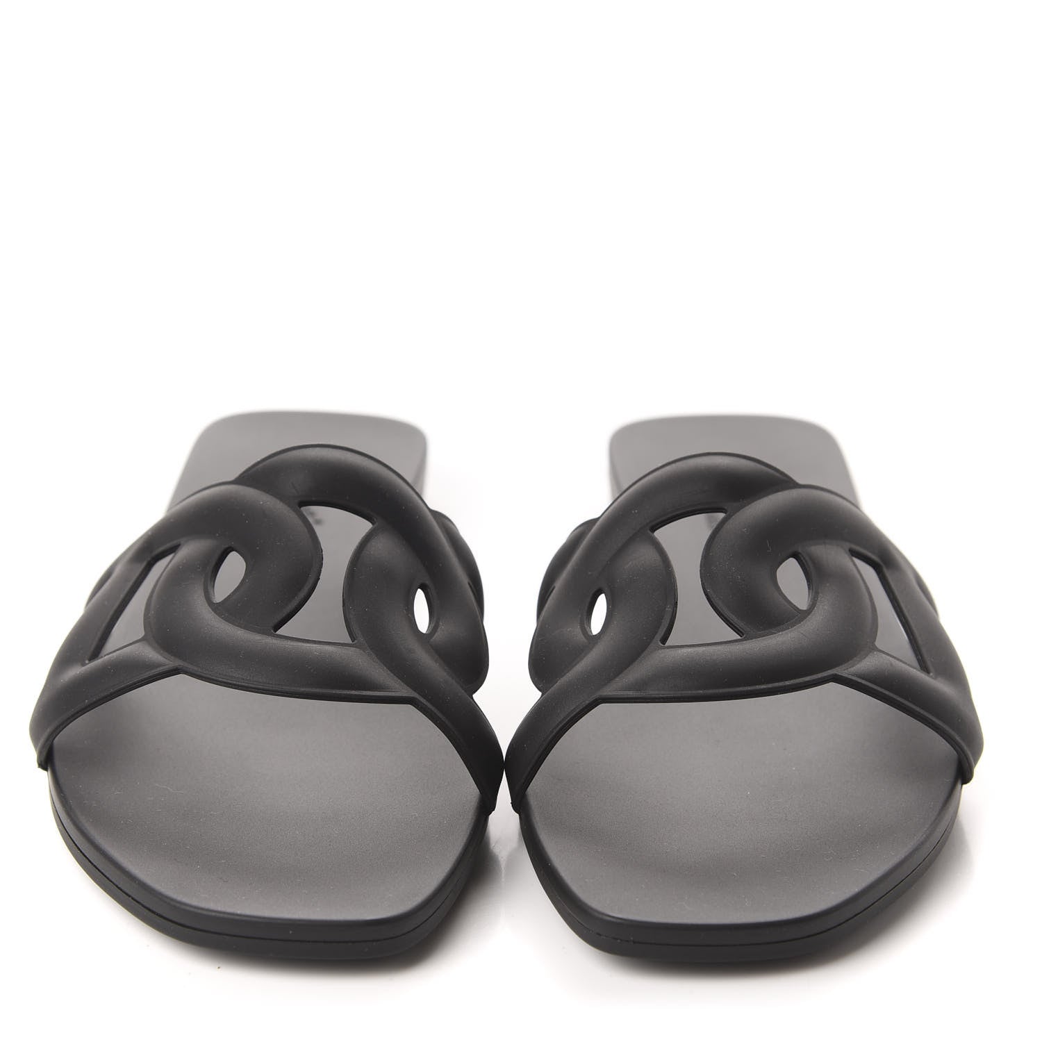 Hermes Rubber Aloha Sandals 36 Black 2 of 10