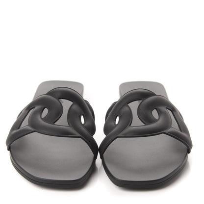 Hermes Rubber Aloha Sandals 36 Black 2 of 10