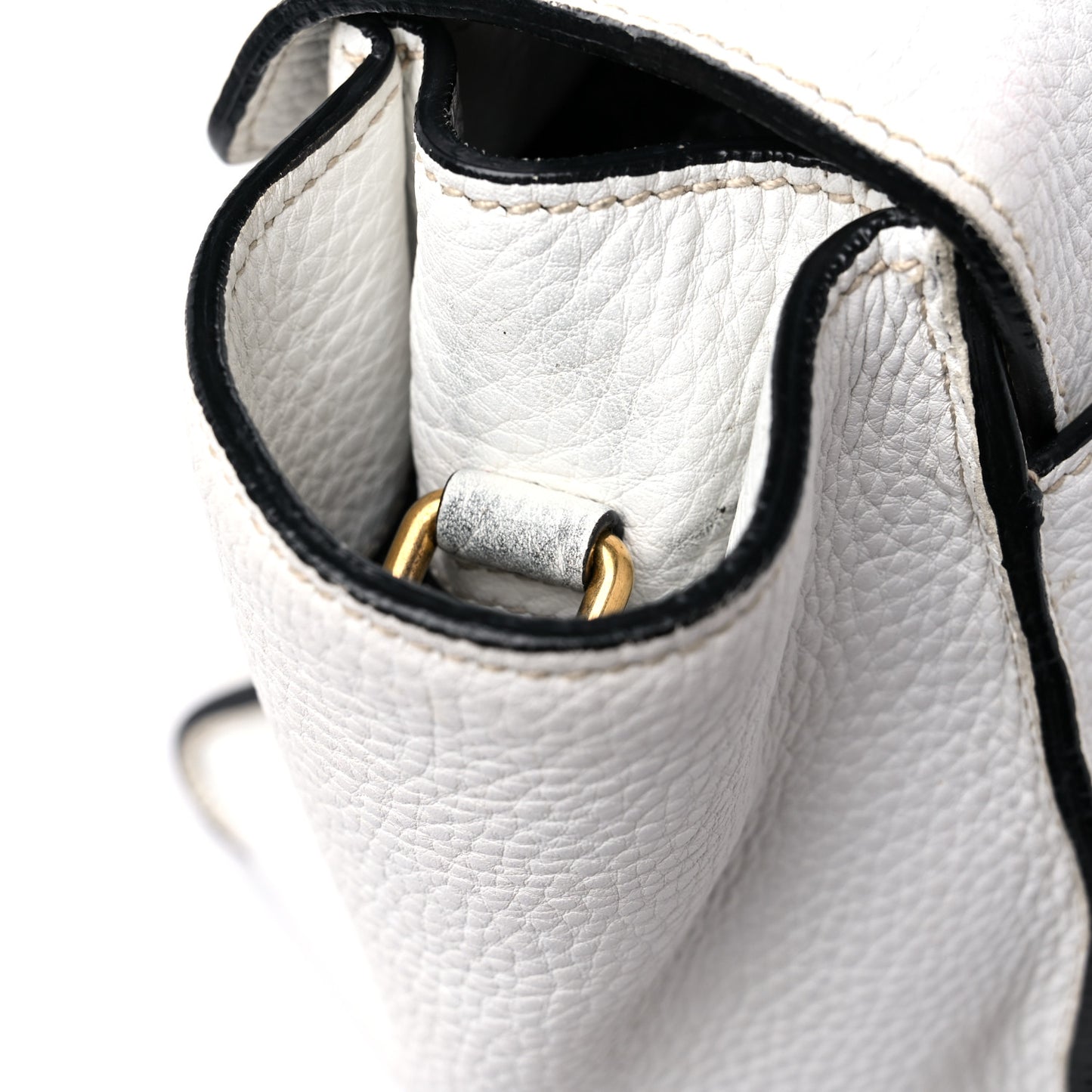 Vitello Daino Sound Twin Pocket Satchel Bianco