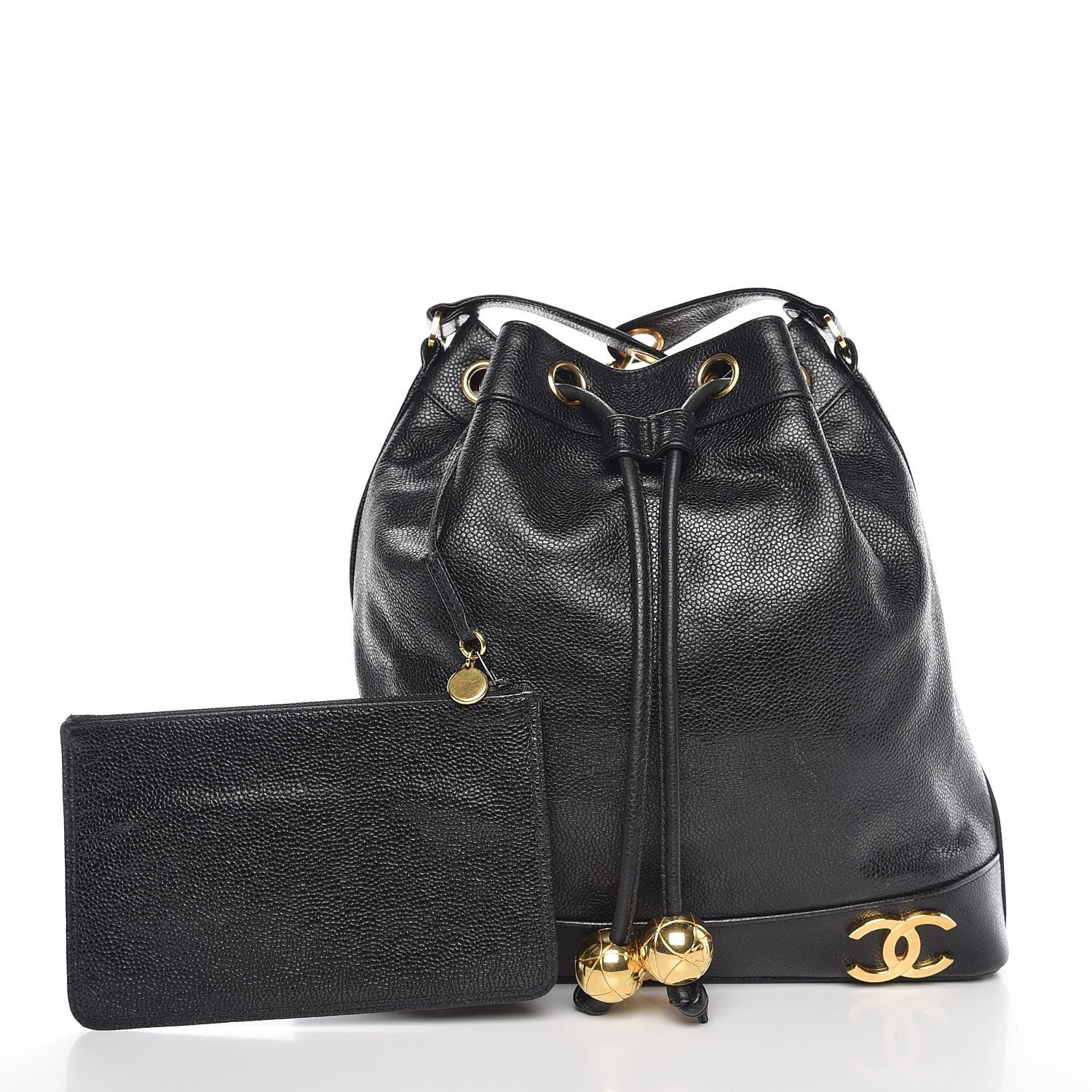 Chanel Caviar CC Drawstring Shoulder Bag Black 3 of 10