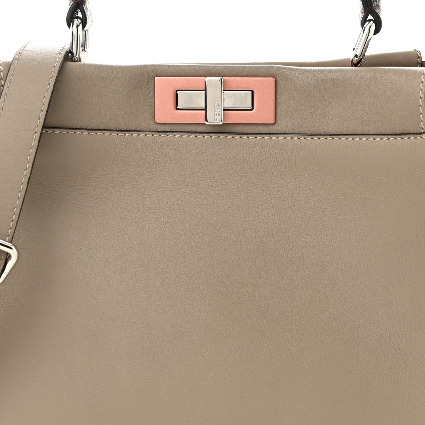 Vitello Seta Shiny Nappa Elaphe Medium Peekaboo Iconic Satchel Tortora Natural Ebano