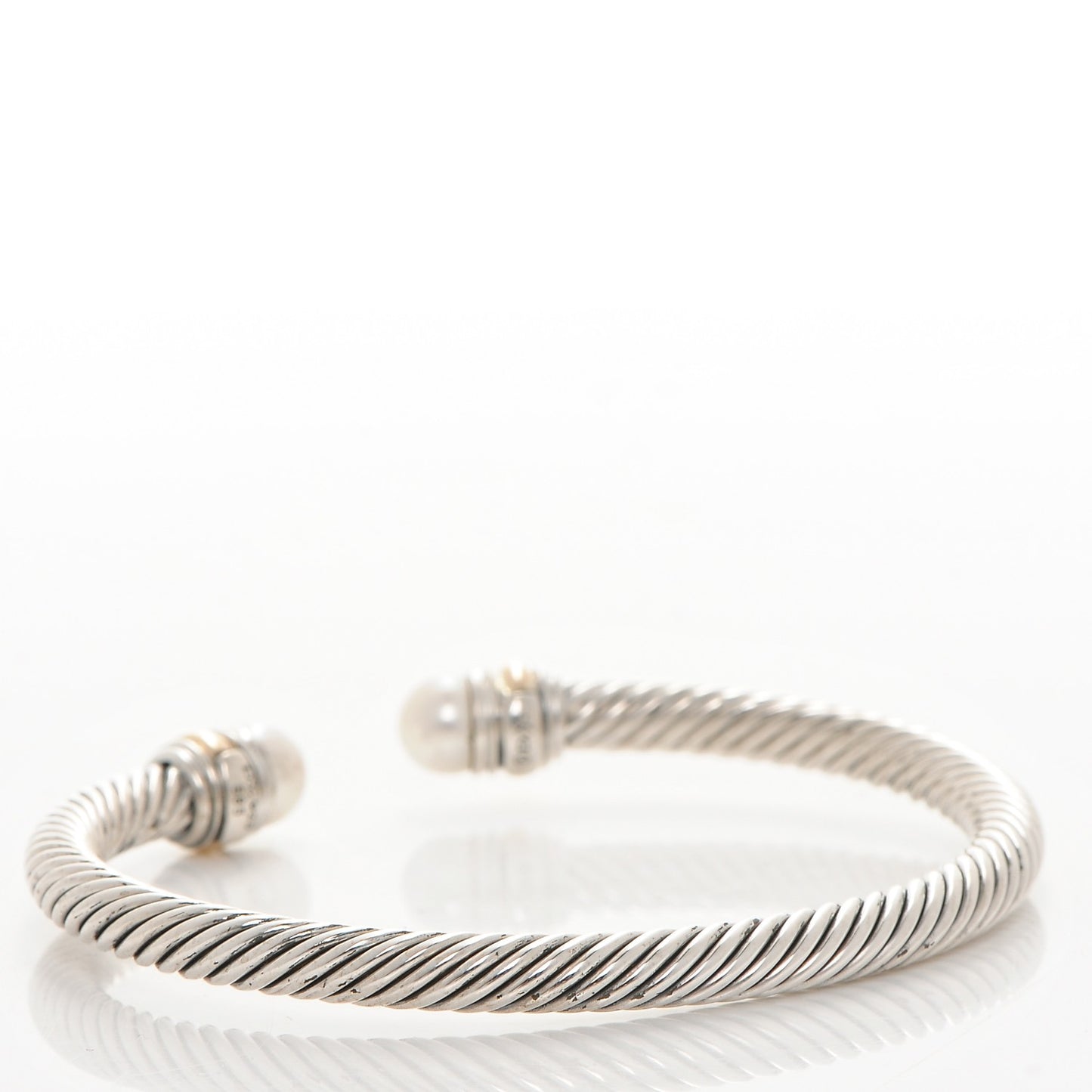 Sterling Silver 14K Yellow Gold Pearl 5mm Cable Classics Bracelet