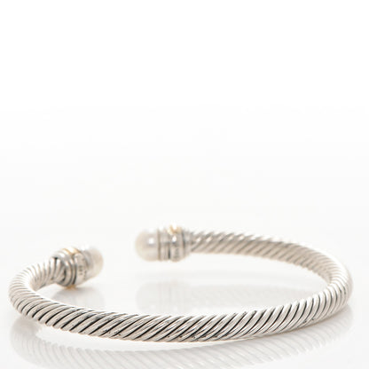 David Yurman Sterling Silver 14K Yellow Gold Pearl 5mm Cable Classics Bracelet 3 of 4