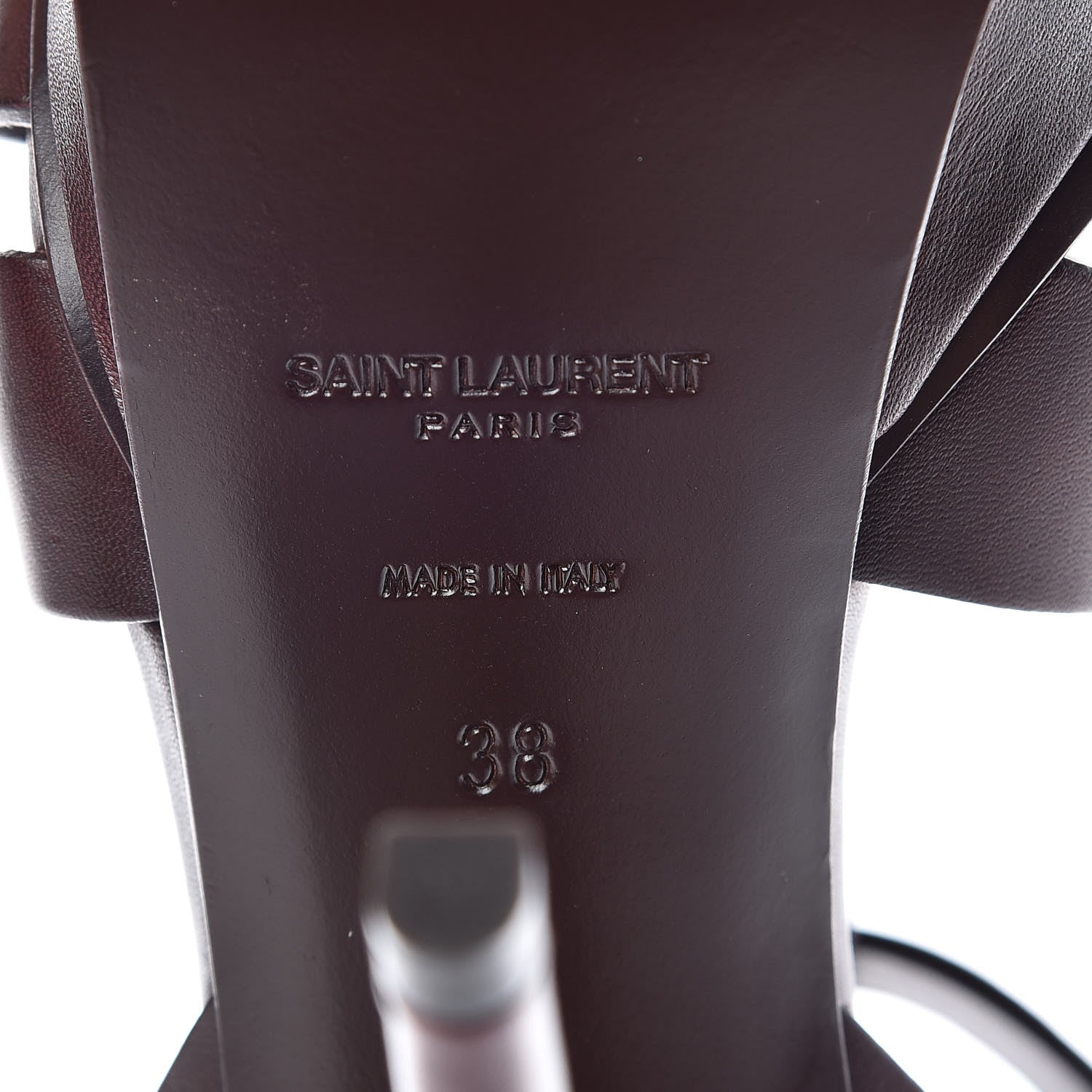 Saint Laurent Calfskin Tribute 105 Platform Sandals 38 Bordeaux 6 of 10