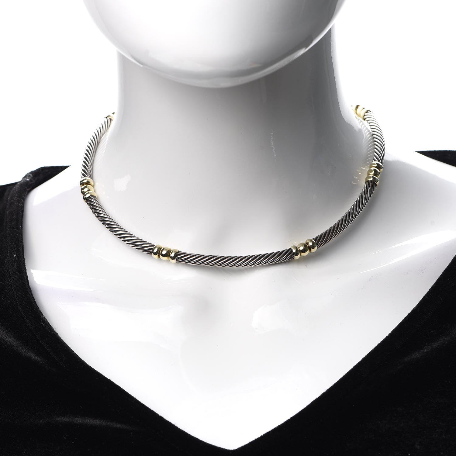 David Yurman Sterling Silver 14K Yellow Gold Hampton Cable Necklace 2 of 3
