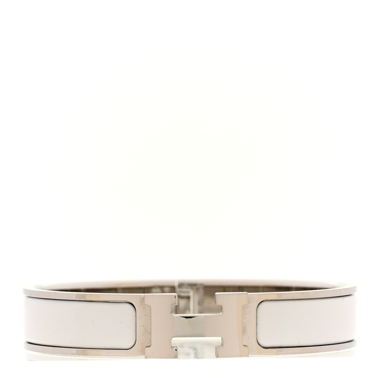 Hermes Enamel Narrow Clic Clac H Bracelet GM White 1 of 5