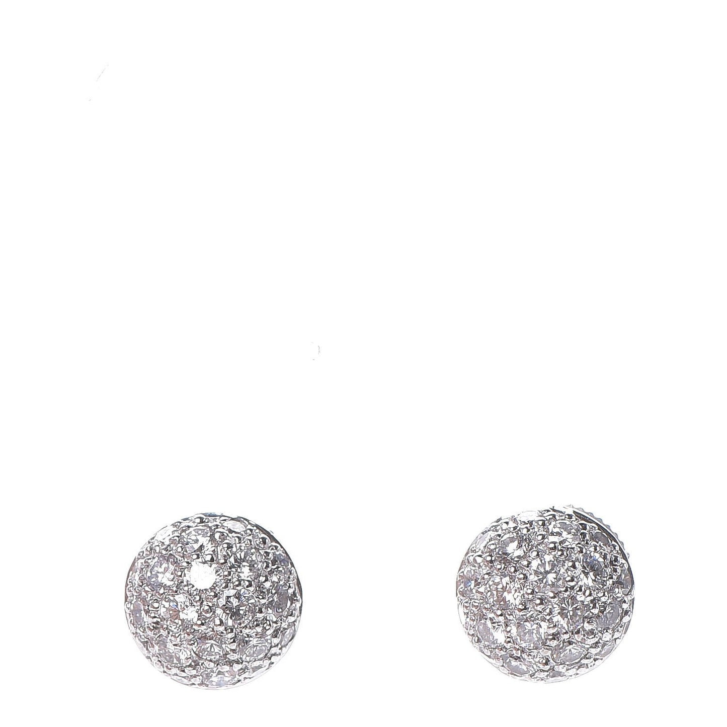 18K White Gold Pave Diamond Round Earrings