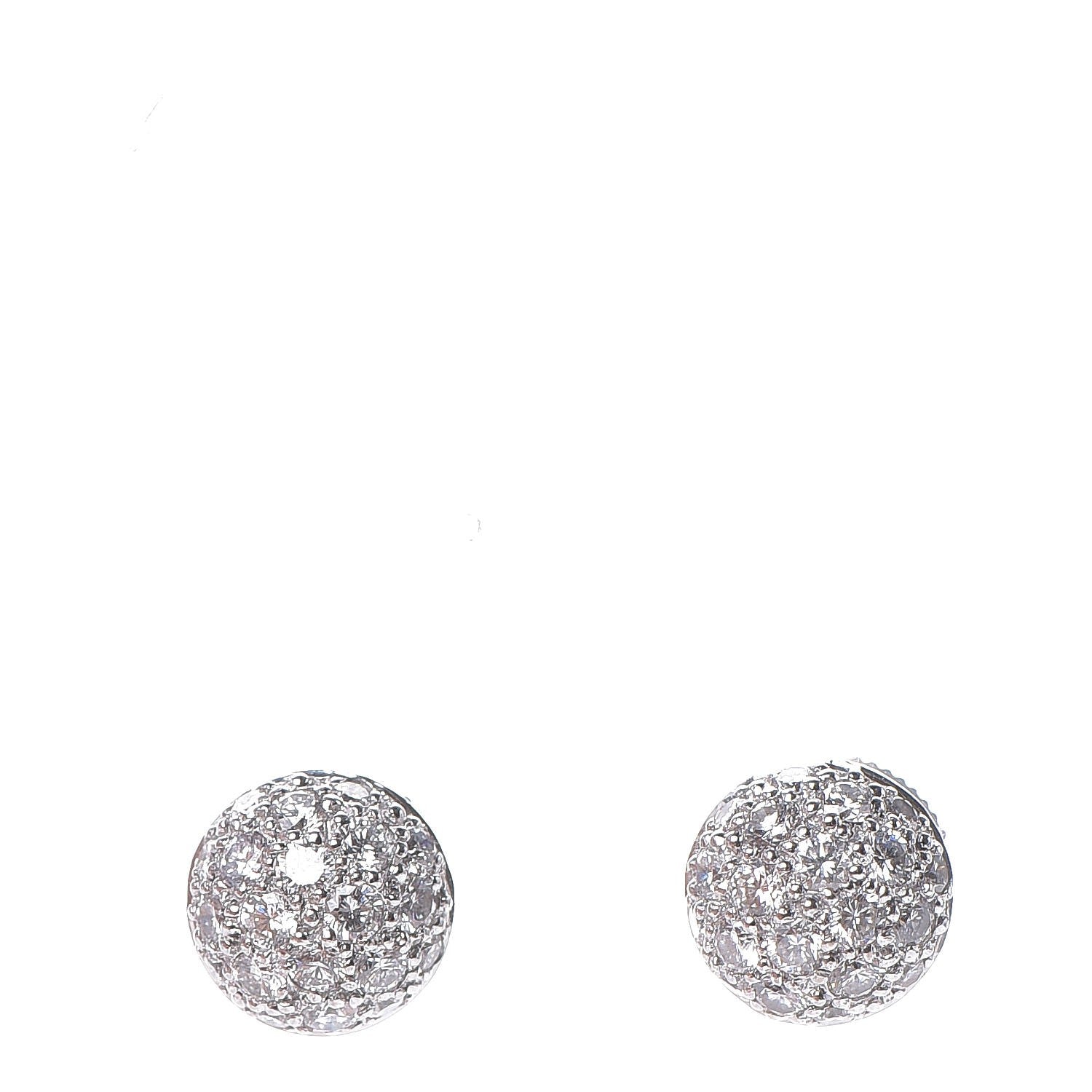 Cartier 18K White Gold Pave Diamond Round Earrings 1 of 5