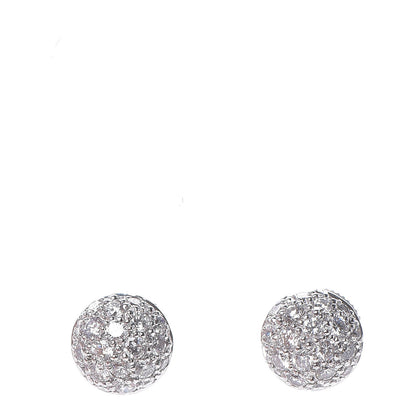 Cartier 18K White Gold Pave Diamond Round Earrings 1 of 5