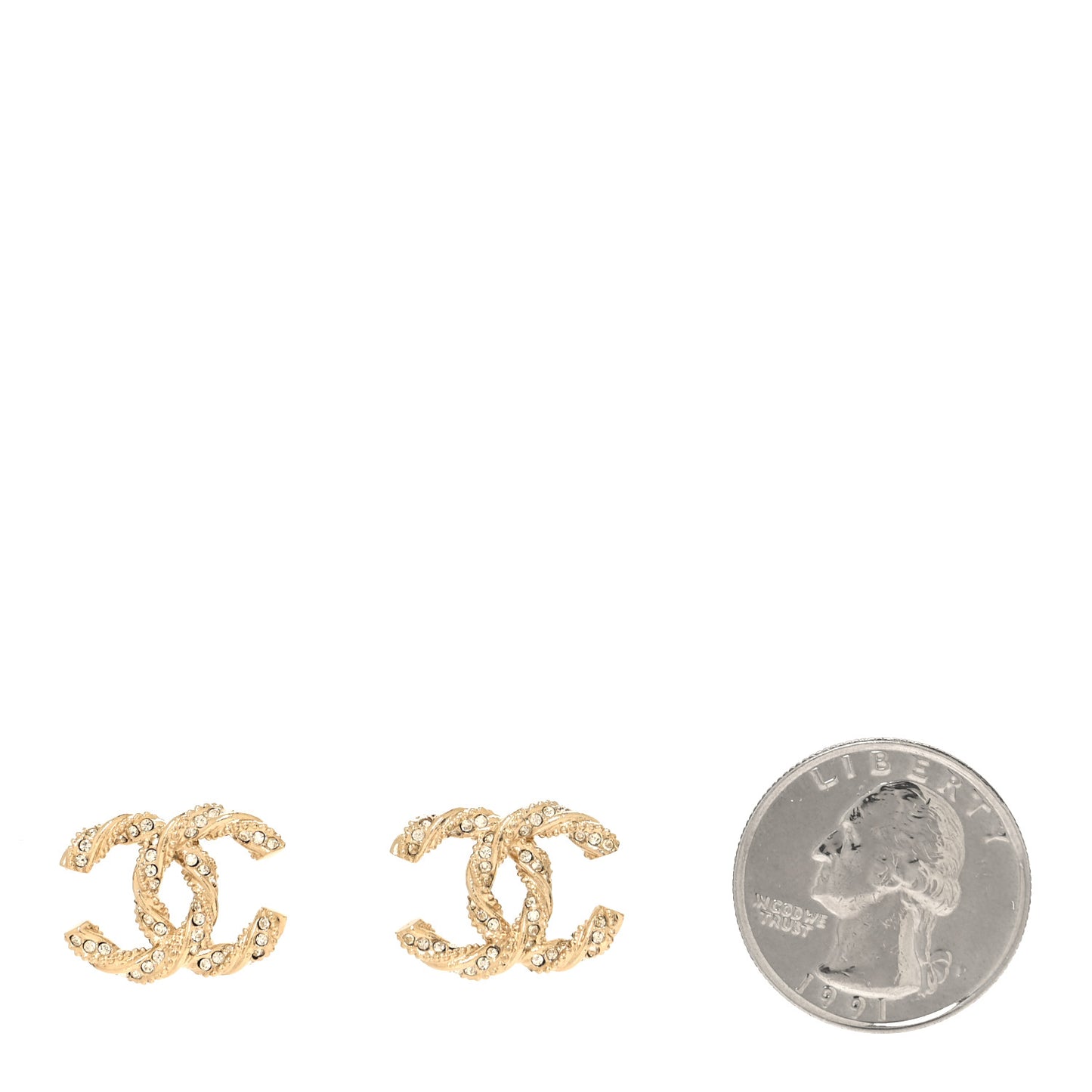 Crystal Twisted CC Earrings Gold