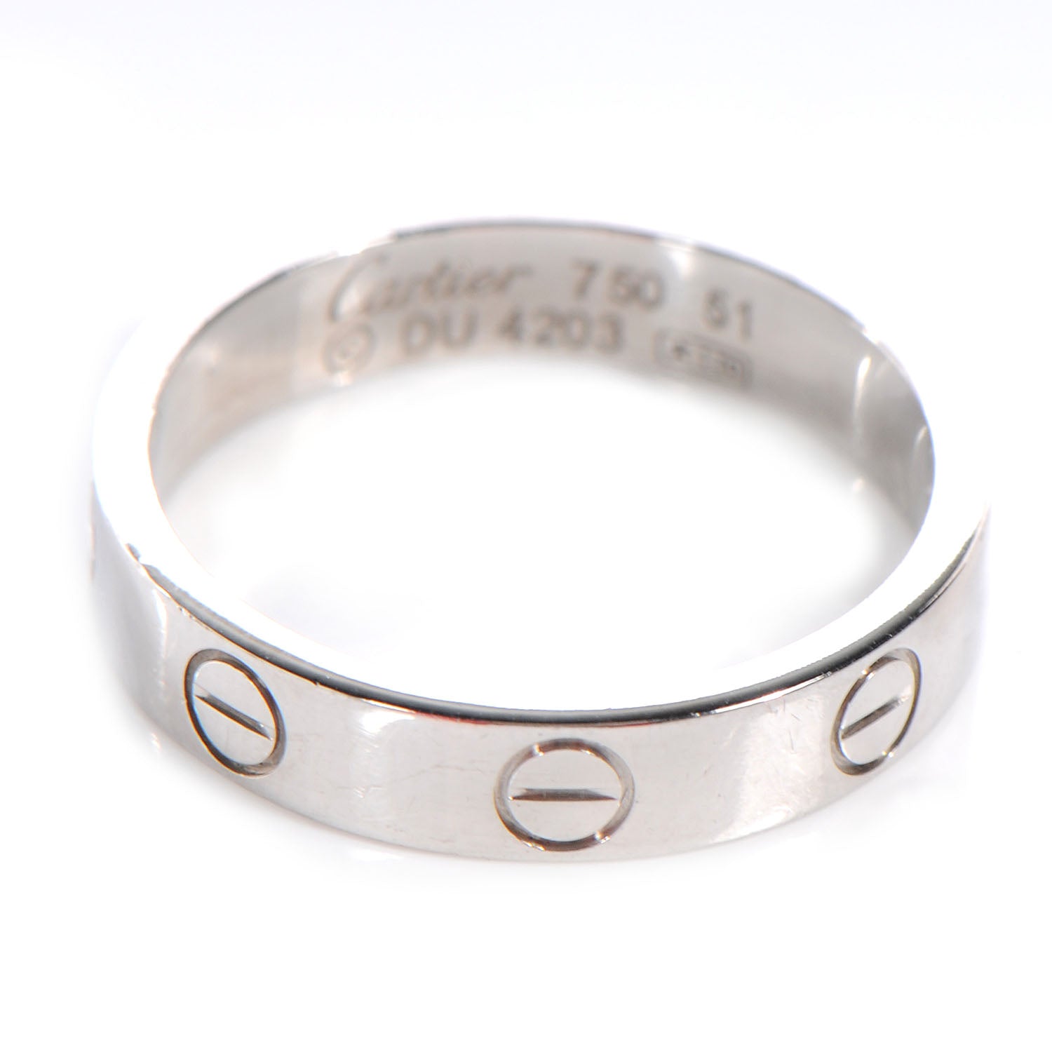Cartier 18K White Gold 3.5mm LOVE Wedding Band Ring 51 5.75 1 of 4