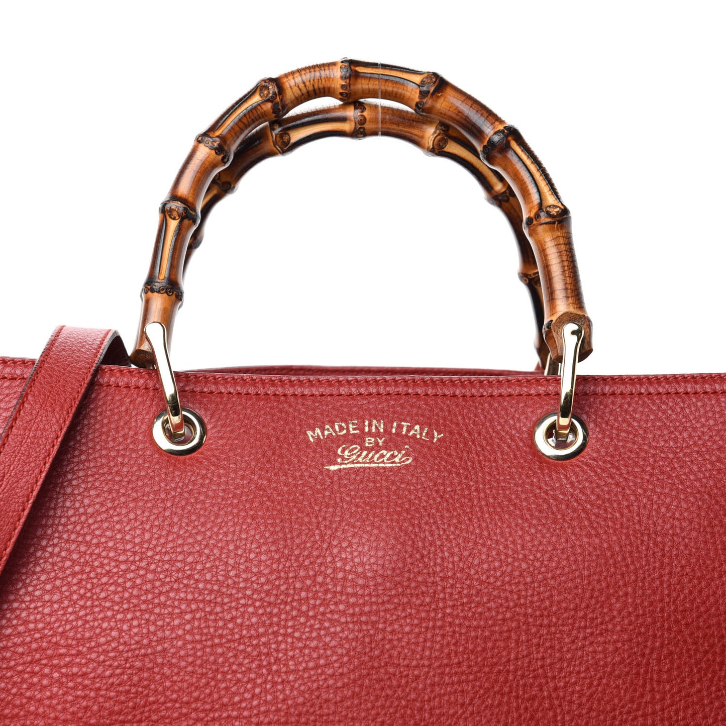 Calfskin Large Bamboo Shopper Tote Red