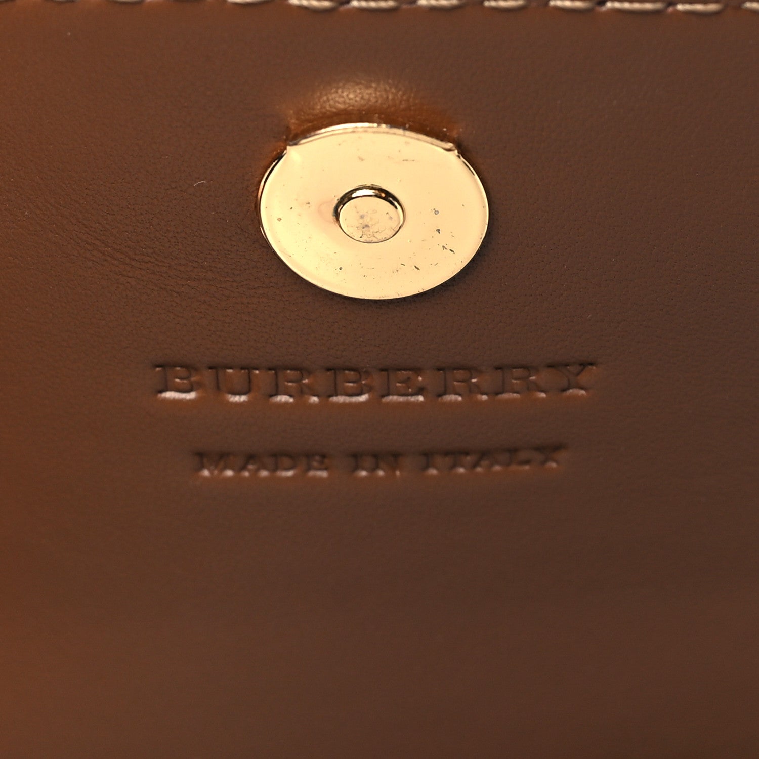 Burberry Derby Calfskin House Check Henley Wallet On Chain Tan 7 of 10