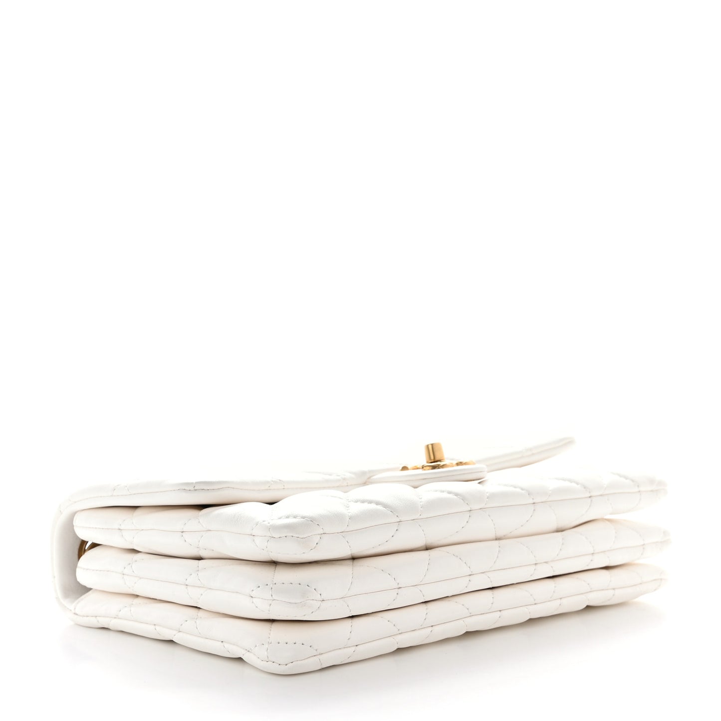 Lambskin Quilted Medium Pillow Crush Flap White