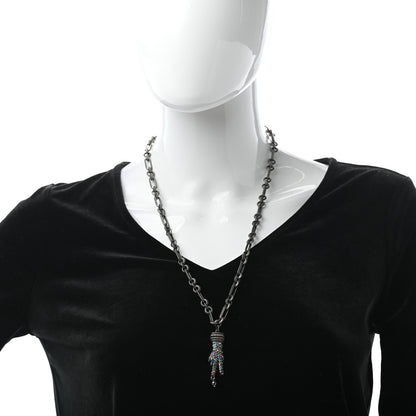 Gucci Swarovski Crystal Hand Motif Pendant Necklace Aged Gold Multicolor 2 of 5