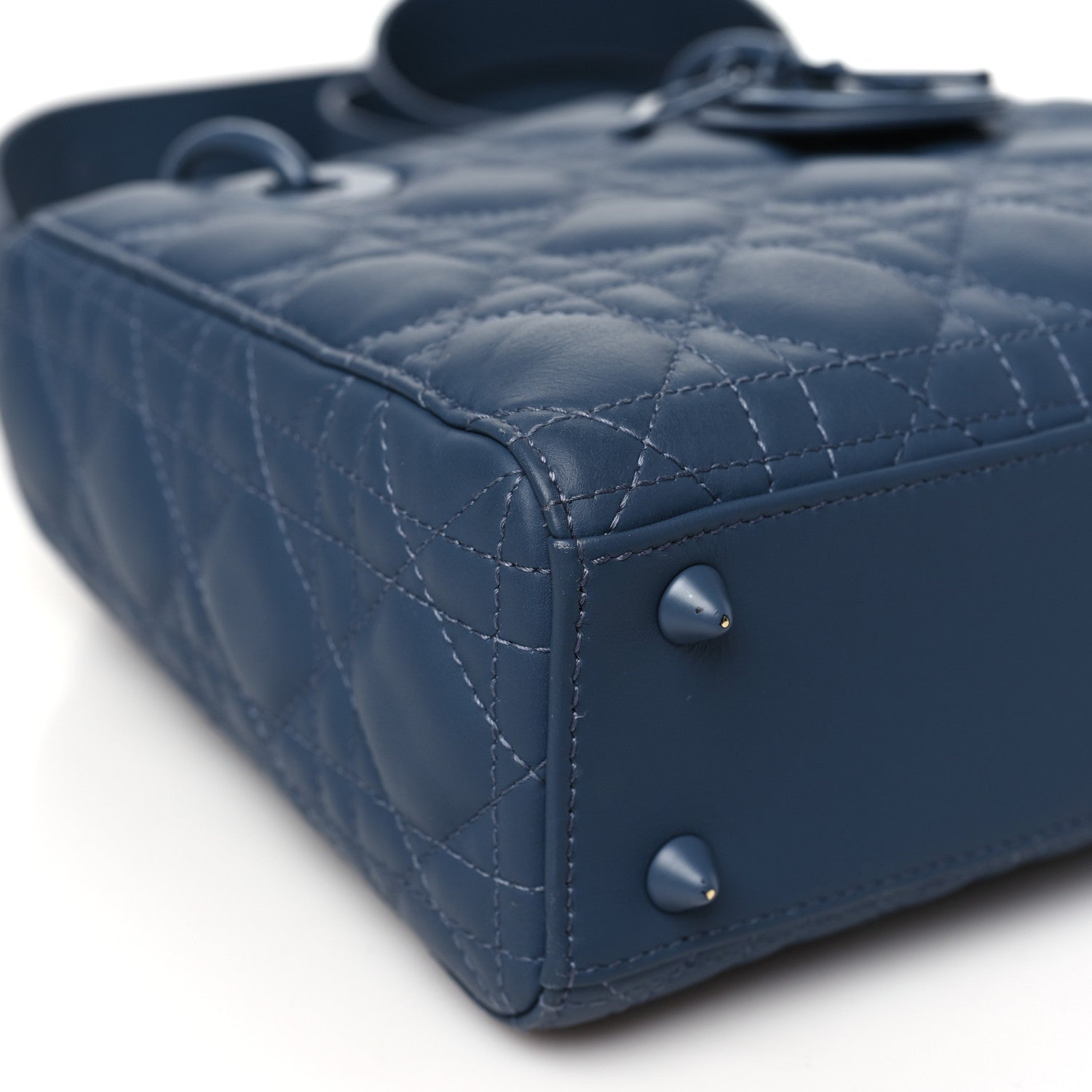 Christian Dior Ultra Matte Calfskin Cannage Small My ABCDior Lady Dior Dark Denim Blue 9 of 13