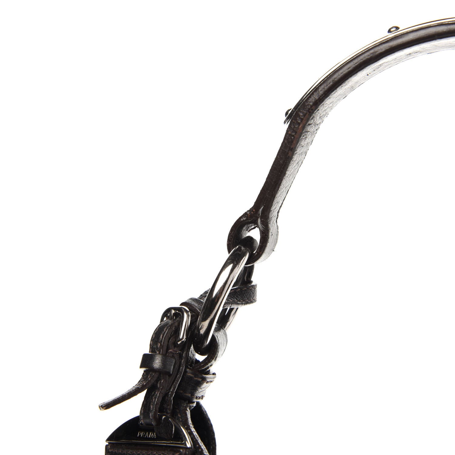 Prada Metallic Vitello Daino Hobo Dark Grey 14 of 15