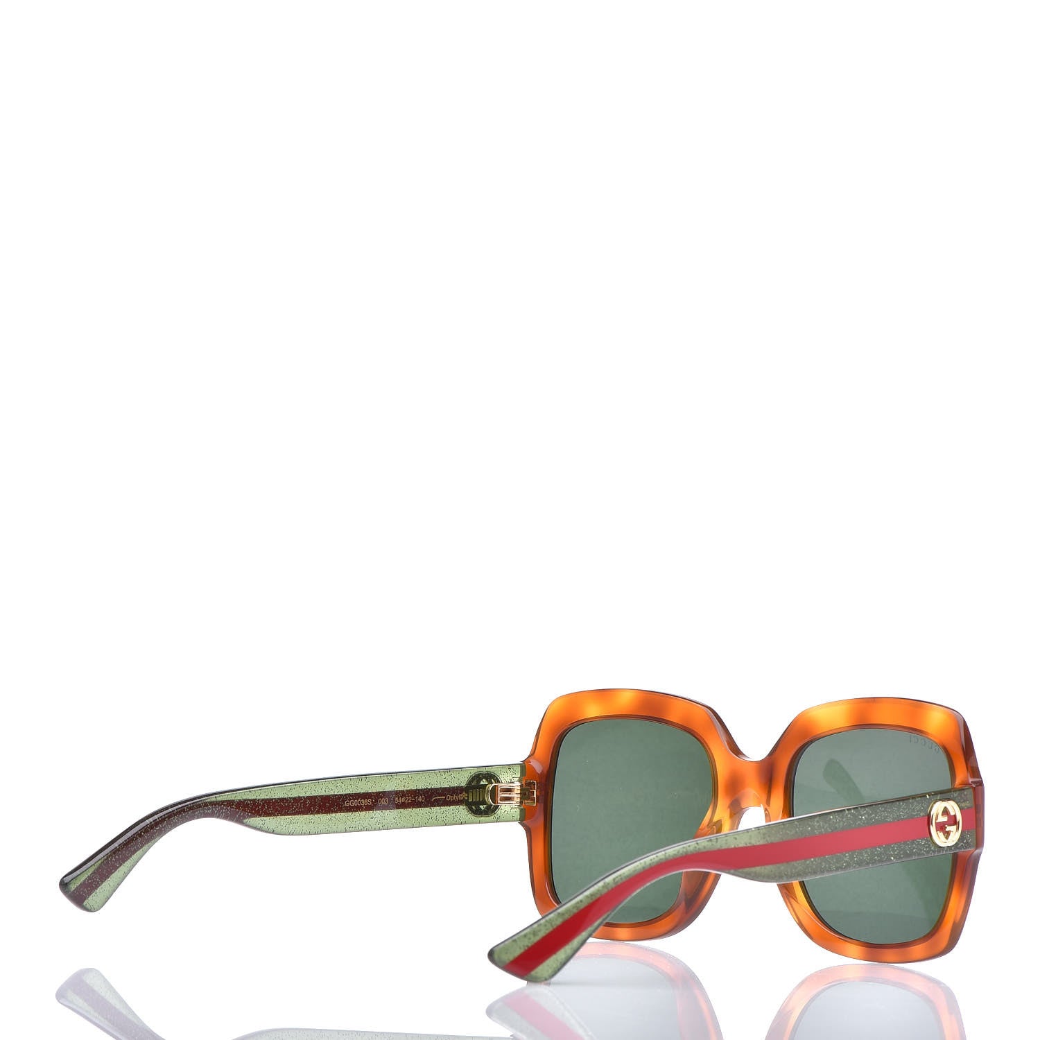 Gucci Oversize Square Web GG 0036S Sunglasses Tortoise 4 of 8