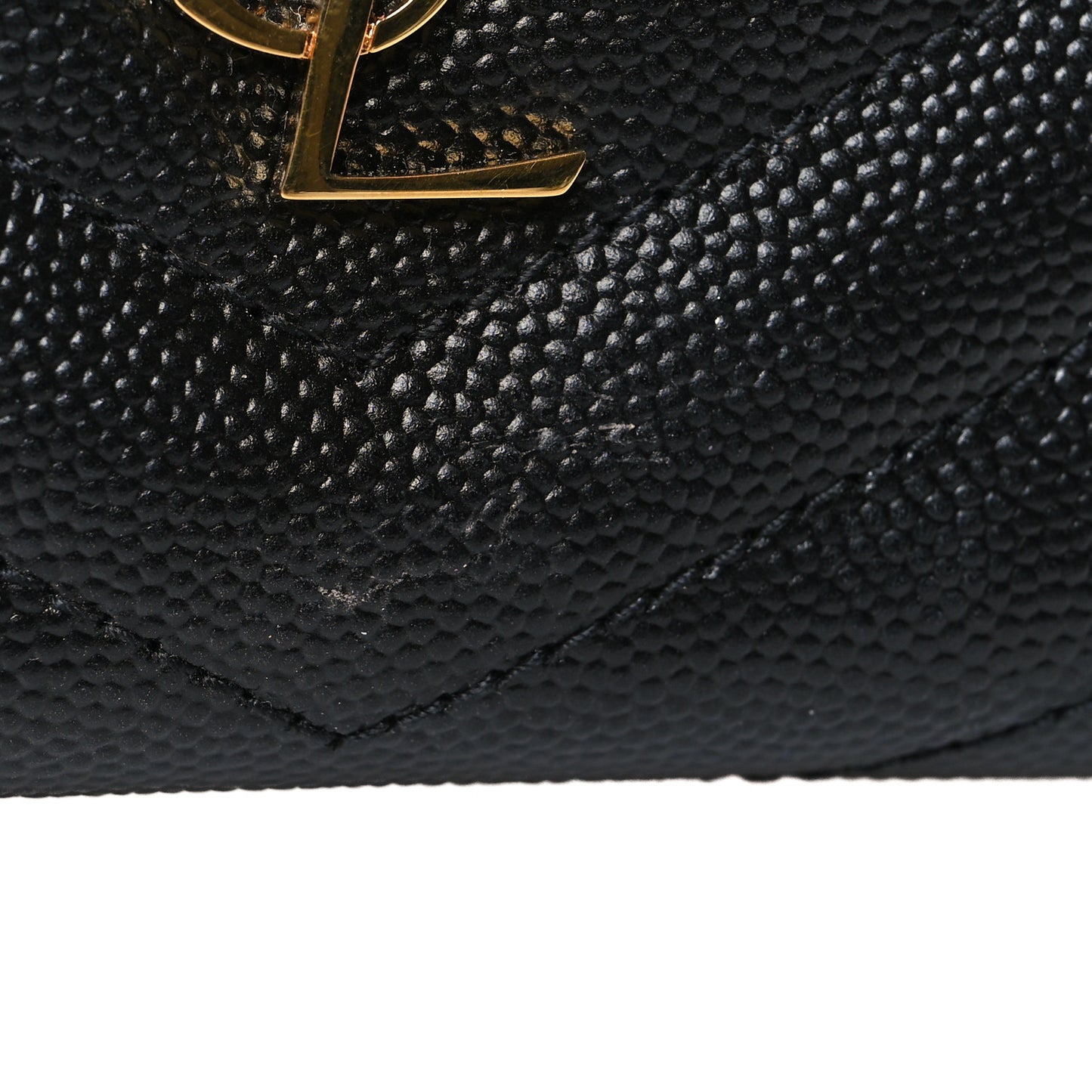 Grain De Poudre Matelasse Chevron Monogram Zipped Two-Part Wallet Black