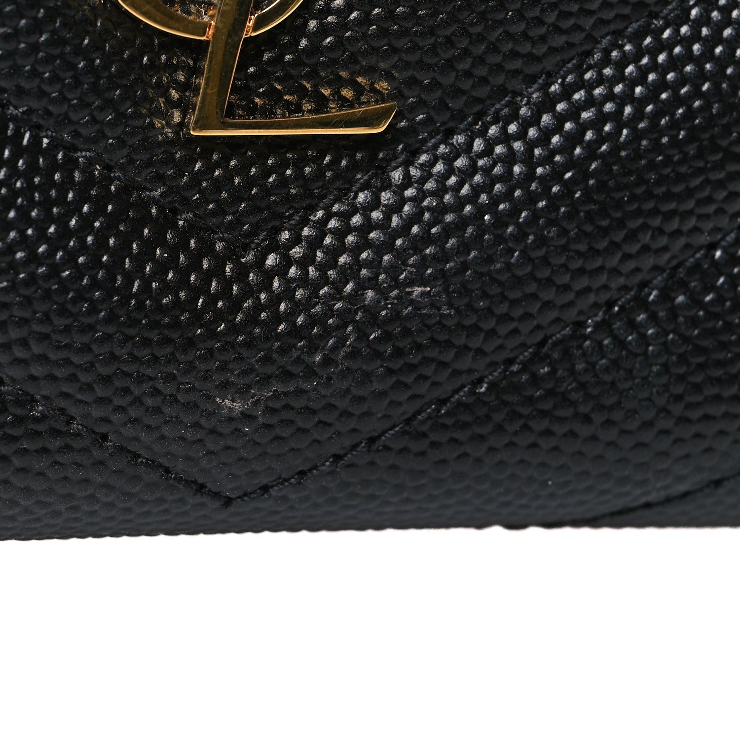 Saint Laurent Grain De Poudre Matelasse Chevron Monogram Zipped Two-Part Wallet Black 11 of 11