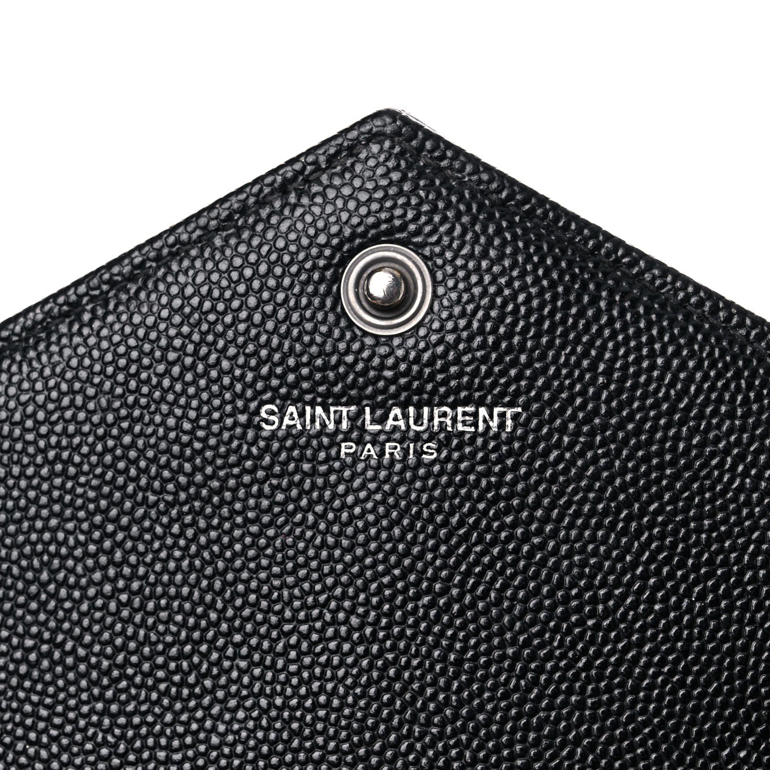 Saint Laurent Grain De Poudre Matelasse Chevron Monogram Chain Wallet Black 6 of 19
