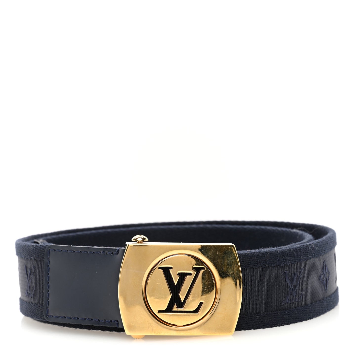 Canvas Monogram LV Cut Belt 90 36 Navy