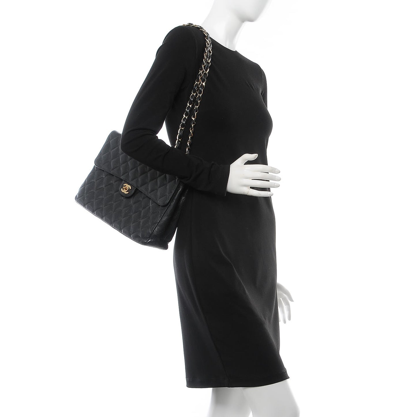 Caviar Quilted Jumbo Single Flap Black