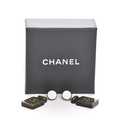 Chanel Resin Strass Perfume Bottle CC Earrings Black Gold 5 of 5