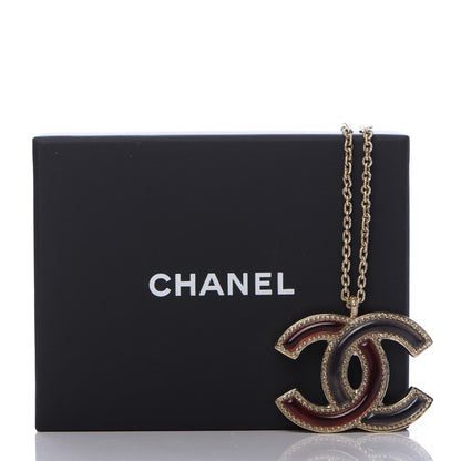 Chanel Resin CC Pendant Necklace Light Gold Red Purple 6 of 6