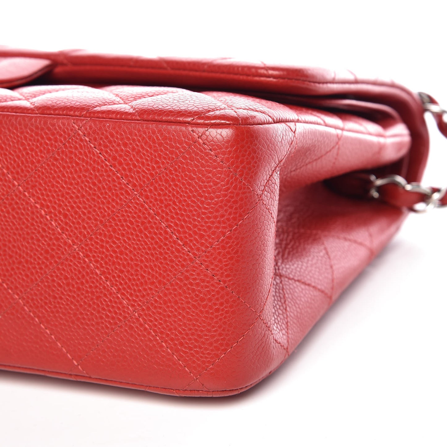 Caviar Quilted Jumbo Double Flap Red