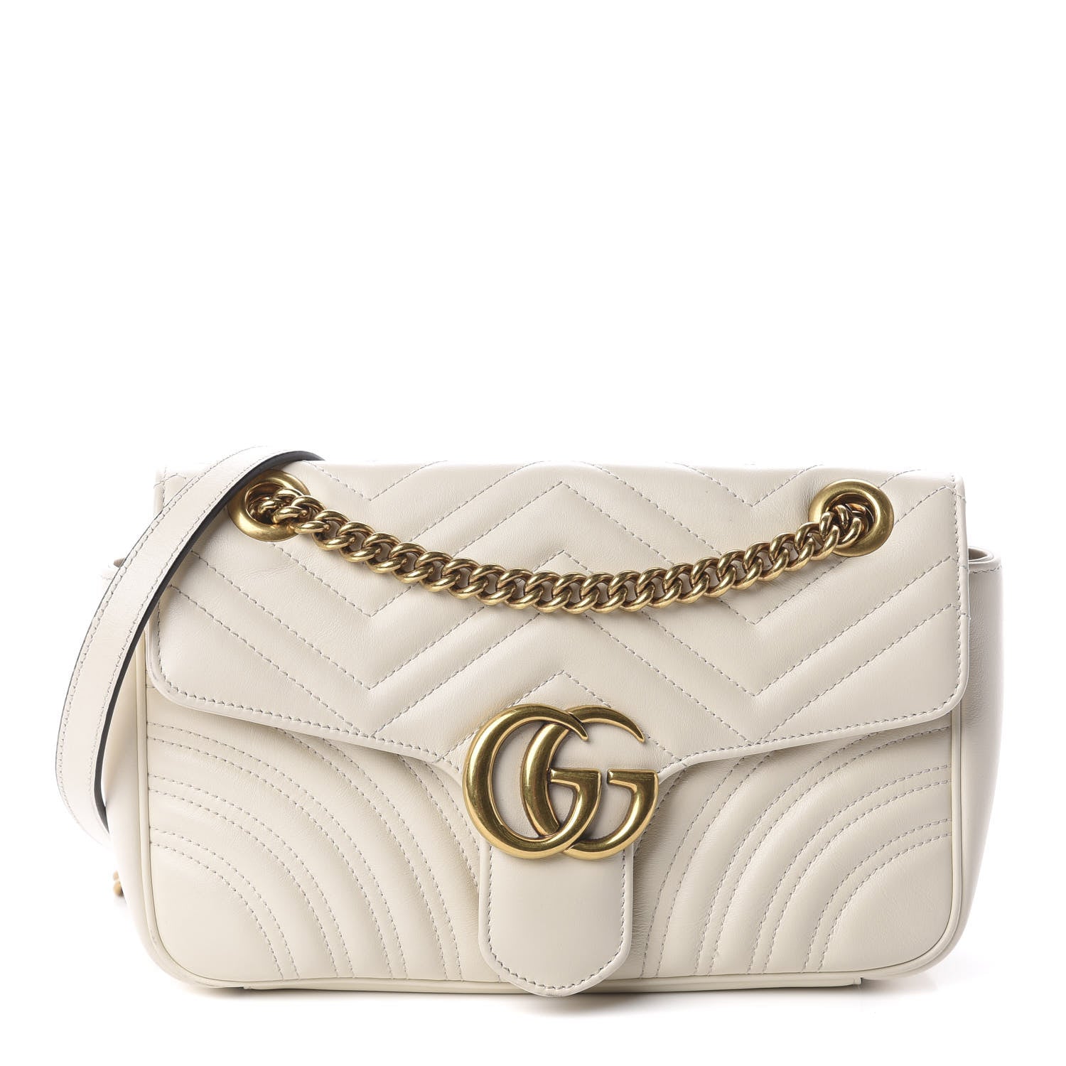 Gucci Calfskin Matelasse Small GG Marmont Shoulder Bag White 1 of 8