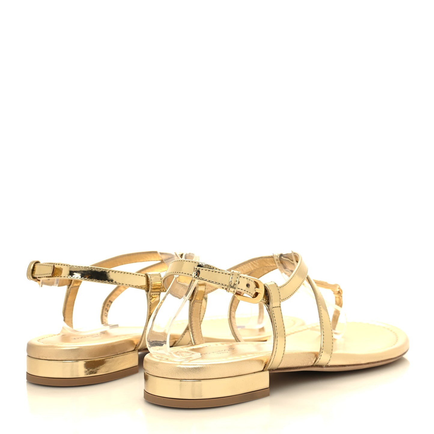 Metallic Calfskin Dita Flat Sandal 39.5 Gold