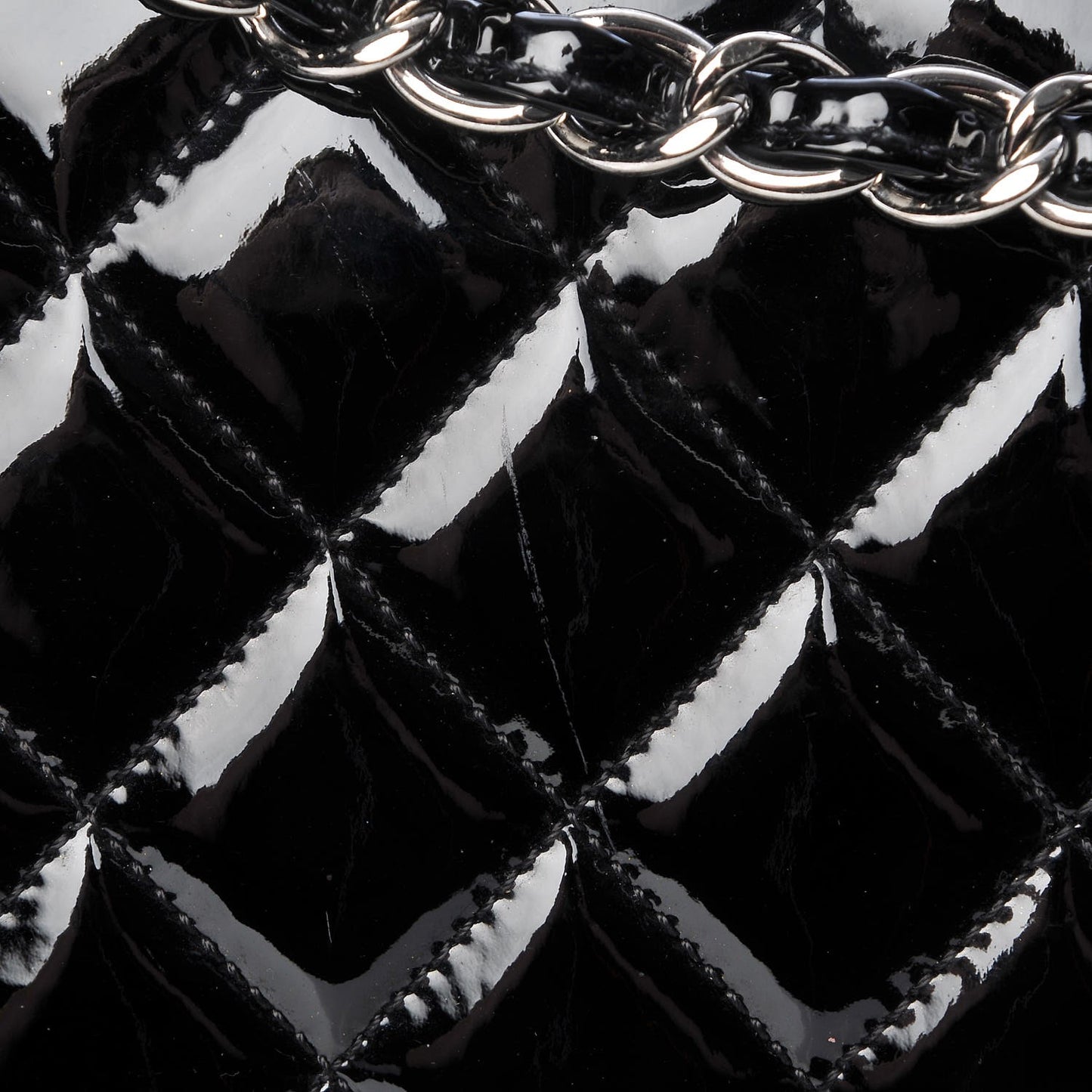 Patent Quilted Jumbo Single Flap Black
