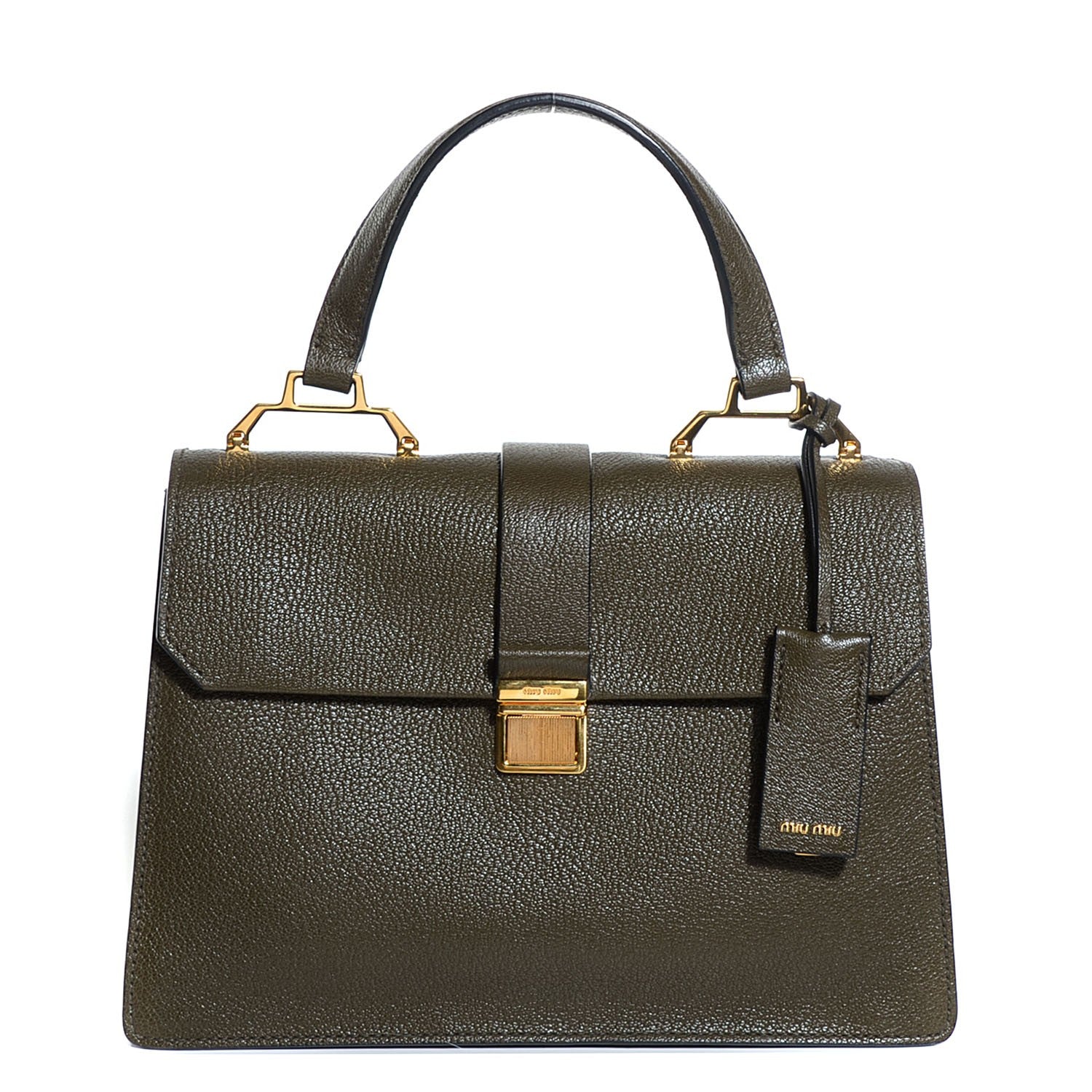Miu Miu Goatskin Madras Top Handle Shoulder Bag Militare 1 of 9