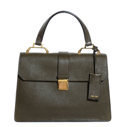 Miu Miu Goatskin Madras Top Handle Shoulder Bag Militare 1 of 9