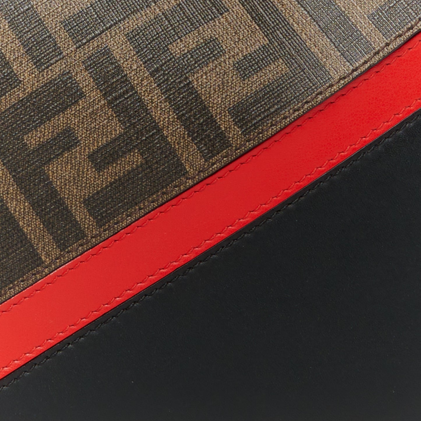 Glazed Fabric Vitello Liberty FF 1974 Diagonal Camera Case Tobacco Rosso Black