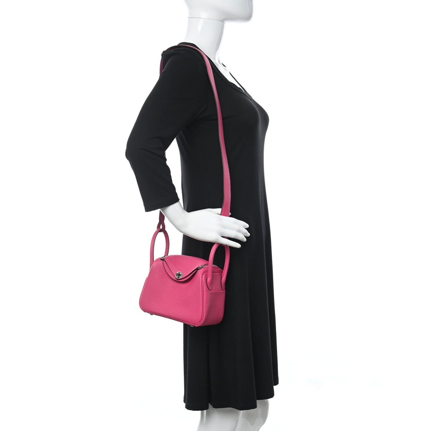 Taurillon Clemence Mini Lindy 20 Rose Shocking