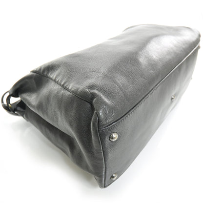 Fendi Goatskin Zucca Large Peekaboo Iconic Satchel Black Tobacco 5 of 12