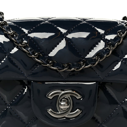 Chanel Patent Calfskin Quilted Extra Mini Rectangular Flap Navy Blue 9 of 12