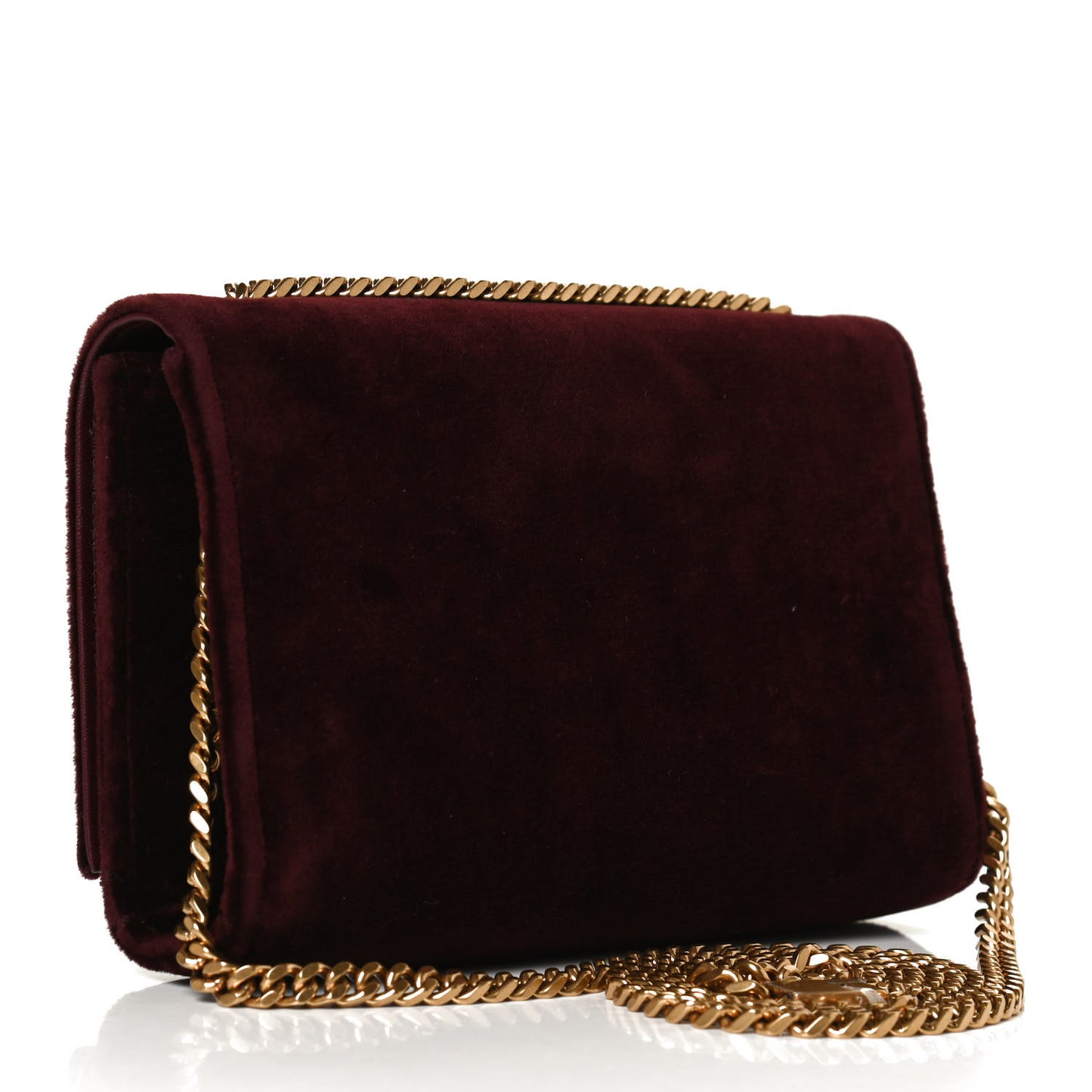 Velvet Small Classic Monogram Kate Tassel Satchel Burgundy