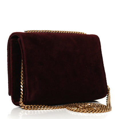 Saint Laurent Velvet Small Classic Monogram Kate Tassel Satchel Burgundy 3 of 14