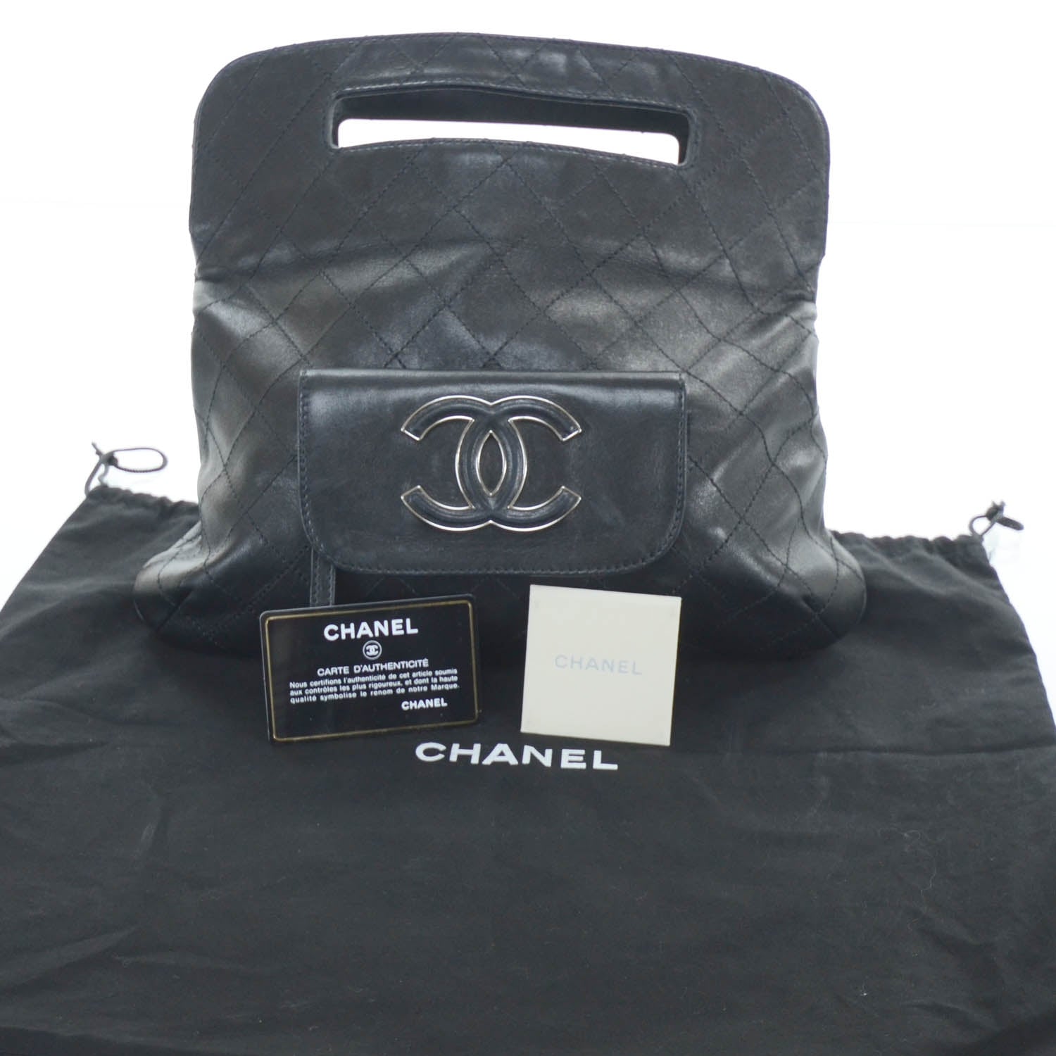 Chanel Leather Diamond Stitch Convertible Bag Black 12 of 13