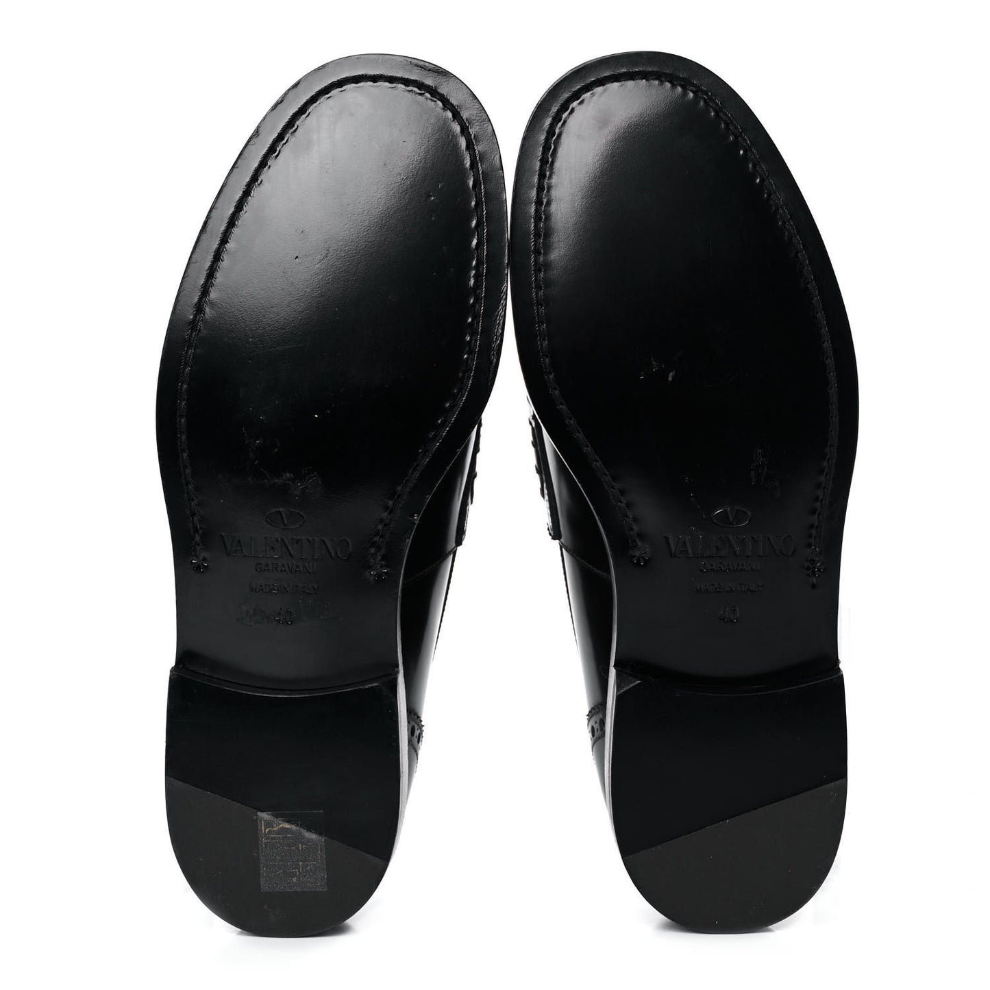 Calfskin Rockstud Loafers 40 Black