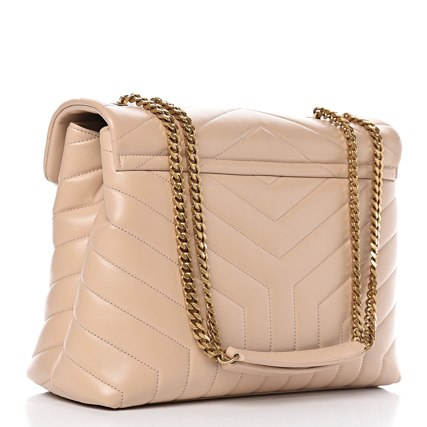 Calfskin Y Quilted Monogram Medium Loulou Chain Satchel Nude Powder