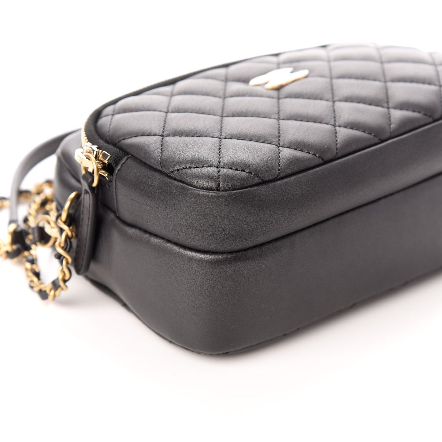 Calfskin Quilted Day Trips Camera Case Black