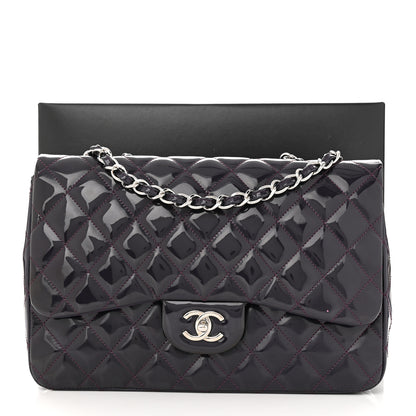 Chanel Patent Quilted Jumbo Single Flap Dark Purple 12 of 12