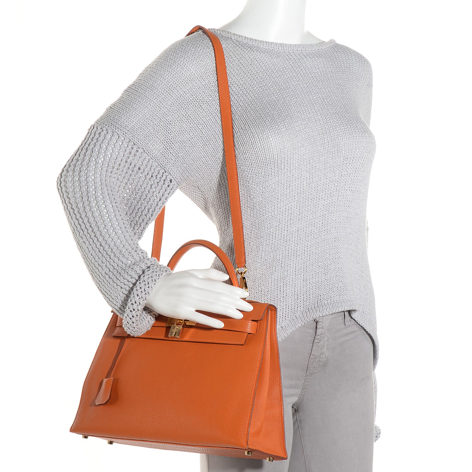 Hermes Togo Kelly Sellier 32 Orange 2 of 27